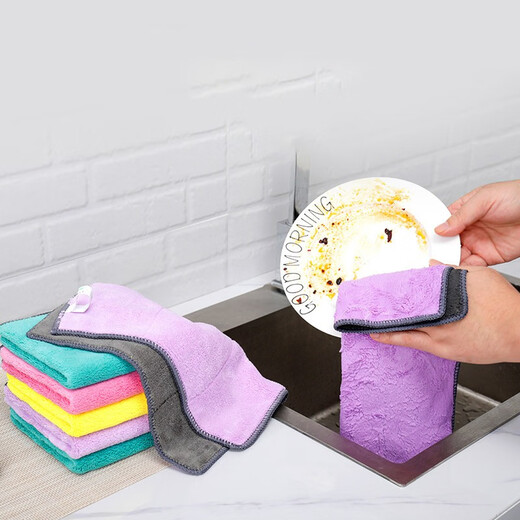 Accor rags, kitchen cleaning and decontamination cloths, 5-pack, thickened double-sided absorbent multi-functional scouring pads, 30*50CM thickened rags, 5-pack