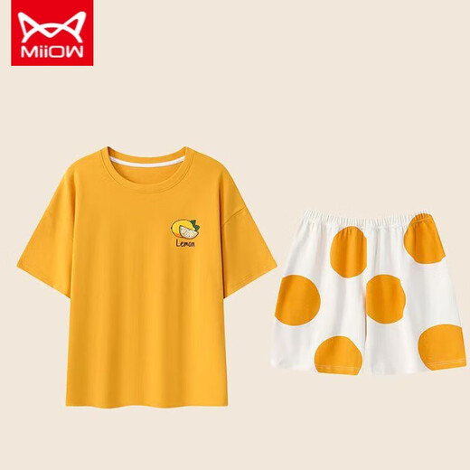 Catman Miiiow Pajamas con almohadillas en el pecho para mujeres para pantalones cortos de verano estilo coreano algodón puro se puede usar fuera de ropa para el hogar set de dos piezas para mujeres para mujeres para mujeres para mujeres: YW-1509 L Recomendado [90-110Jin [Jin equivale a 0.5 kg]]