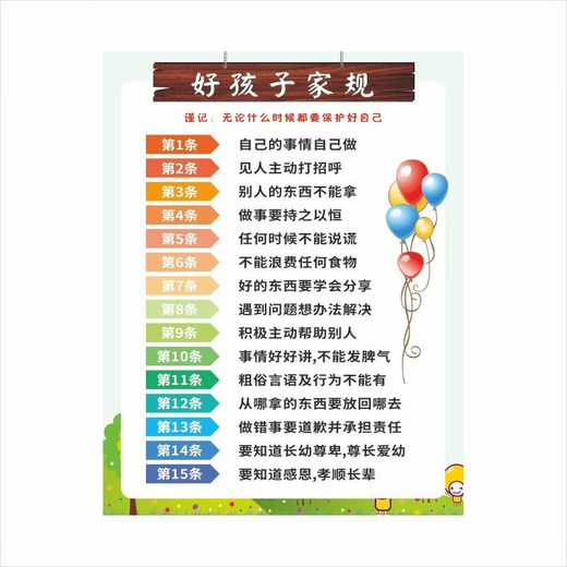 甄萌九九乘法口诀表背诵神器大号儿童数字二年级数学墙贴挂图教具 好孩子家规1【彩色家规】 40x30-【学习帮】-