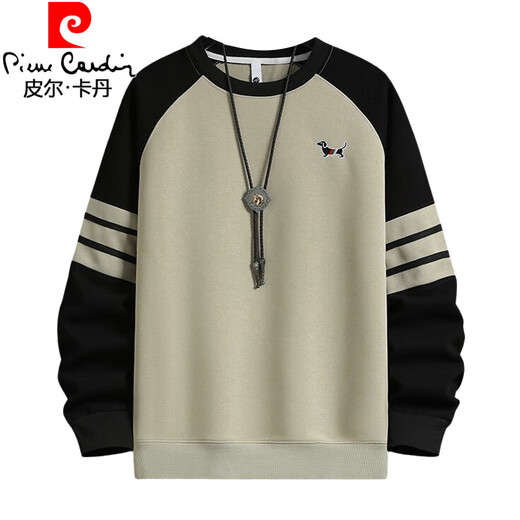 皮尔卡丹（pierre cardin）春秋季青少年卫衣男孩初中学生长袖t恤大童打底衫男装士上衣服潮 5009浅绿(单件卫衣) 70-100斤左右 M