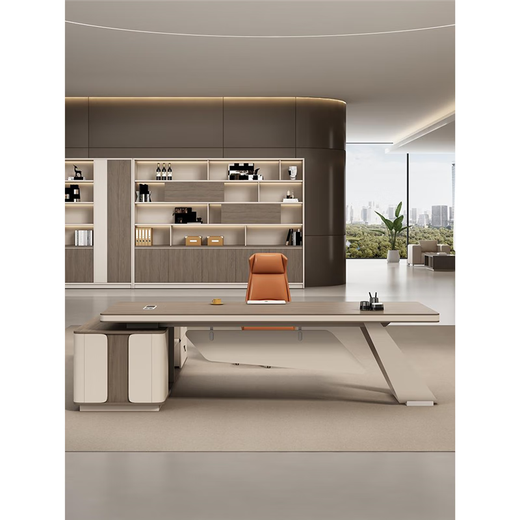 Shusheng boss desk light luxury high-end president simple modern executive desk business luxury manager office home new product table light luxury 2.4 meters * 0.9 meters + side cabinet