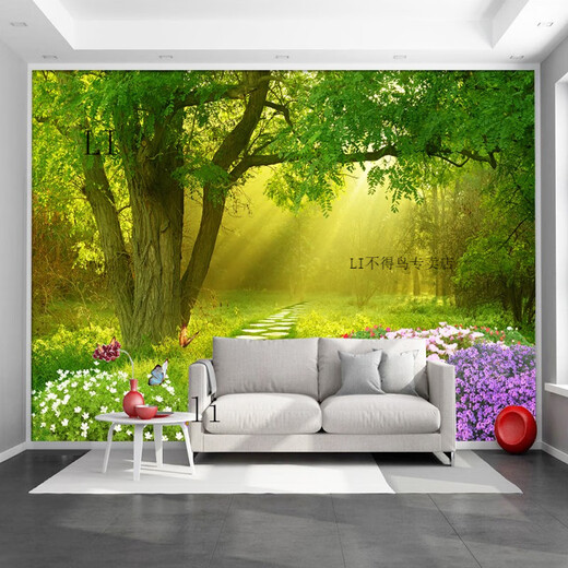 ZHEWEI-Wanddekoration Malmalerei 3D dreidimensional Tapete Desktop-Aufkleber Wandbilder natürliche Waldlandschaft selbstschützender SN3892 Pastoralstrom kleine Trompetenbreite 80 cm