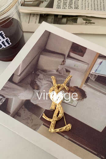 Junbu Braids Shi Xiaoxiang Textured Temperament Brooch Pin Gold YSL
