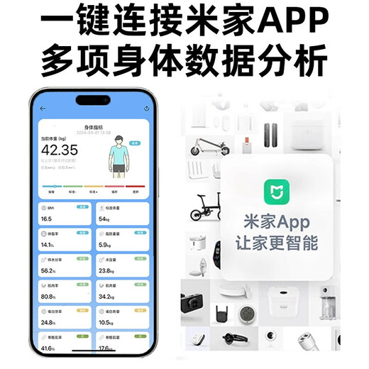 小米智能米家APP辉鼎体脂秤体重秤家用电子秤小型充电体脂秤居家小巧称重计人体电池称体重 皓月白充电款