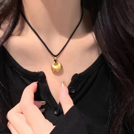 Bo Naling Little Fatty Pendant Necklace for Women New Chinese Fashion Light Luxury Niche Clavicle Chain High-end Necklace for Girlfriend Gift Little Fatty Pendant Necklace Black Rope
