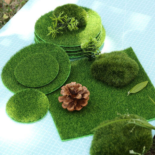 Ancient style fake lawn model desktop building green micro landscape simulation moss ecological bottle decorative bonsai grassland about 30 cm square ((measure the size you need)