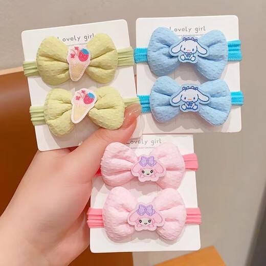 SAHANE Zuoyu bow hair tie Kuromi children's rubber band little girl's hair tie high elasticity does not hurt the hair ball hair accessories children's bow knot Kuromi 2 pieces