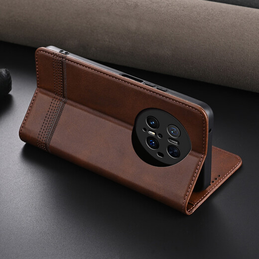Luo Yi convient à Huawei Mate60 Mobile Phone Case Mate70pro NOUVEAU Étui en cuir en cuir en cuir Mate70 Full-Pack Anti-Fall Silicone Protective Case for Men and Women [Athen Brown] Modède de boeuf magnétique Huawei Mate60pro