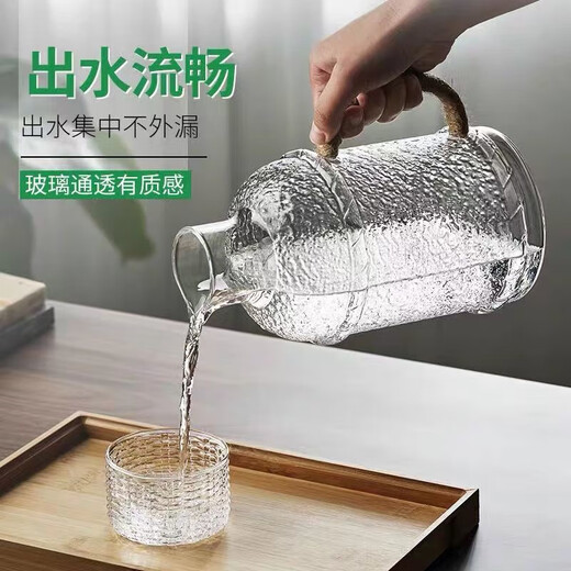 Hemp rope kettle retro national trend glass kettle glass cold kettle teapot large capacity hemp rope kettle with lid 2400ML
