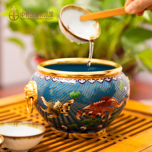 
Chinese and foreign enamel art museum full of gold and silver jar gathers energy and wealth Feng Shui jar gathers treasure pot Gift birthday gift living room study office decoration