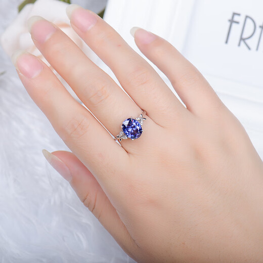 Pop S925 sterling silver sapphire ring women's tanzanite sapphire ring live ring women's gemstone jewelry jewelry ring 925 sterling silver platinum plated live ring