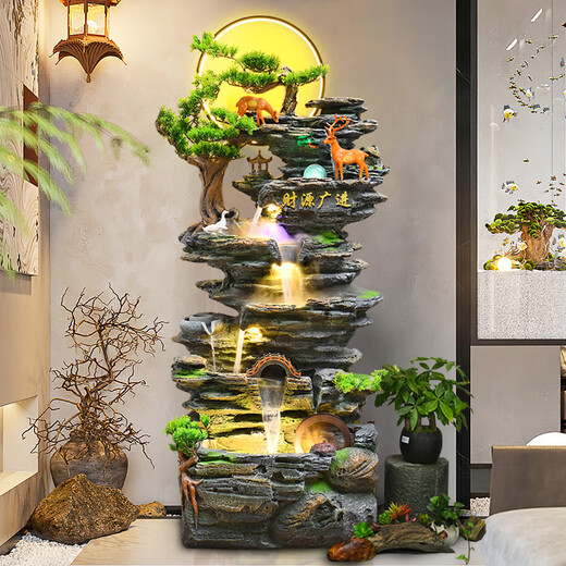 MPPMCK Großer Bodenstockgier fließender Wasserbrunnen Wohnzimmer Büro Büro Feng Shui Wheal Wealth Dekoration Bergkreislauf-Waterscape Ornament 9902s klein 70 cm