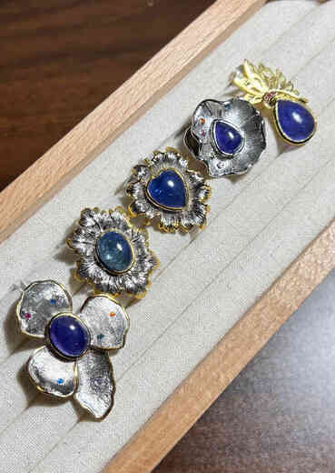 Canxian Natural Tanzanite Tanzanite Heart of the Ocean Inlaid Italian Heavy Craftsmanship Ring Pendant Bracelet Contact Customer Service for Packaging