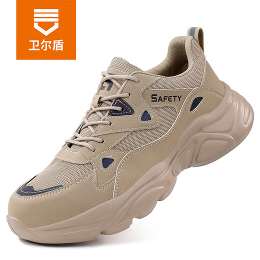 Weierdun Labor Protection Shoes Men's summer steel bulb head comfortable, lightweight, breathable, anti-smash, anti-puncture and wear-resistant working function safety shoes 01 [Super light and soft sole] Fashion khaki 41