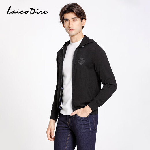 Lakedale leichte Luxus reine 100% Strickjacke Frühling neuer Strickjacke dünne warme Wollstrickpullover schwarzer XL (52)
