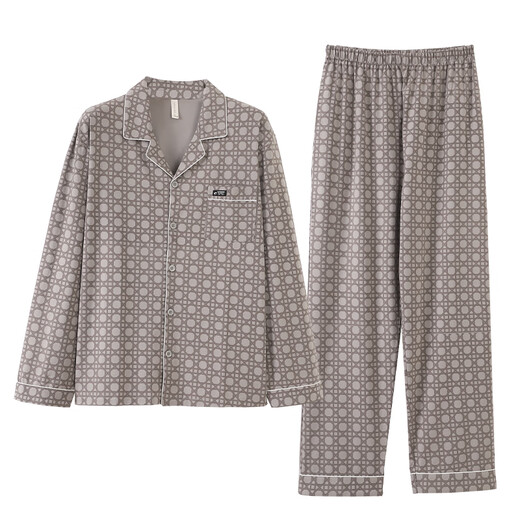 Catman (Miiow) pijama para hombres mangas largas de algodón puro de primavera y otoño 2025 Nuevo otoño de mediana edad y ancianos Padre Hombres delgados de otoño e invierno ropa 3882 XL (tamaño 175) recomendado para usar peso 140-16