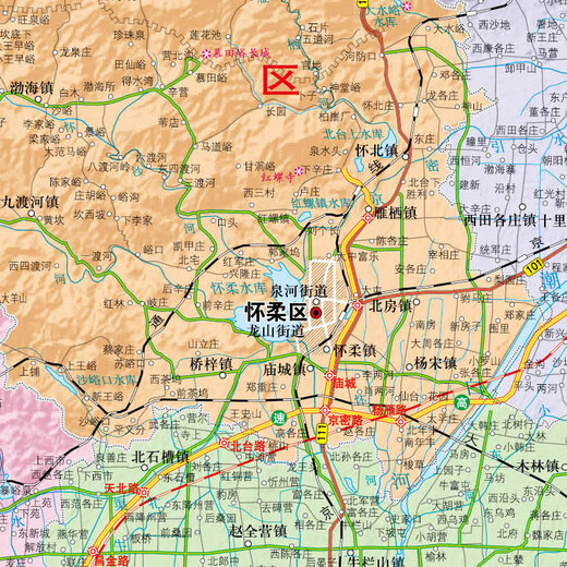 Beijing City Map 1068*749mm Paper Wall Sticker Political District Traffic Topographic Map
