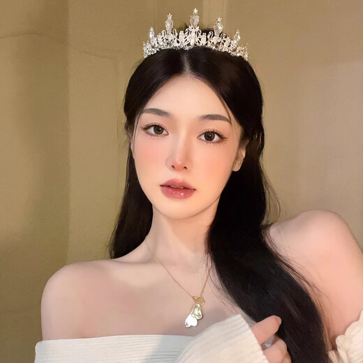 戴岩生日皇冠头饰生日帽发箍结婚成年礼十八岁配饰王冠求婚领证头饰 生日皇冠-银色黑酷
