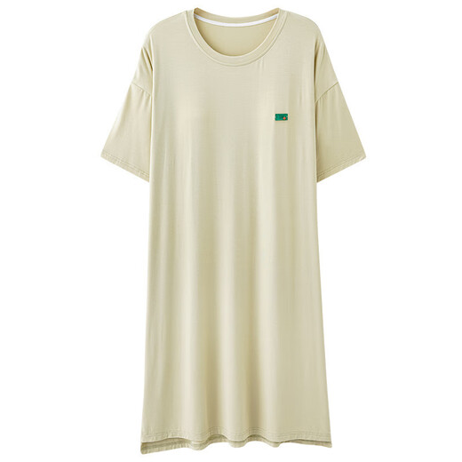 Aimu Meigui Chightgown avec poitrine pour femmes en jour d'été modal cool à manches à manches pyjamas mi-longueur robe décontractée AM11762 XL Femmes