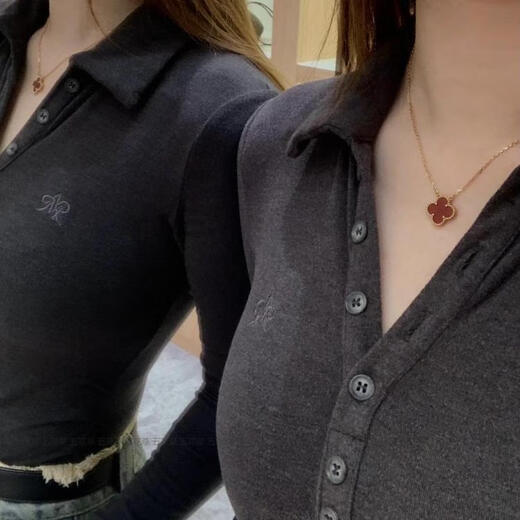 Hunter high version four-leaf clover 18K gold rose gold gold necklace women's clavicle chain carnelian red agate high-end trend medium necklace rose gold carnelian correct