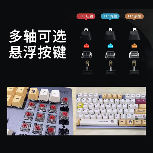 罗技K845有线机械键盘 青红茶轴电脑电竞游戏打字办公PBT客制键帽 罗技K845-【标配款】+罗技大桌垫 标配 x 否 x 104键 x 青轴-【打字办公选