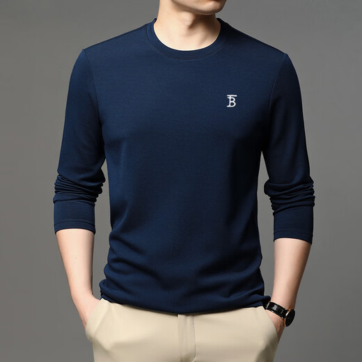 Barbouria Light Luxury Spring and Autumn New Men's Long Sleeve T-Shirt 2025 Fashion High-End Round Neck Slim Sweatshirt Upper Green Upper Green M 165/84A