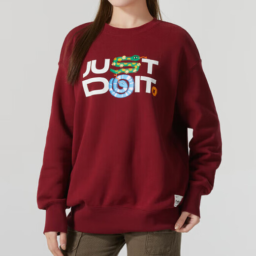 耐克（NIKE）卫衣外套女装春秋季新款运动服针织加绒圆领休闲上衣套头衫FN3655 HV8462-677红色新年款 M