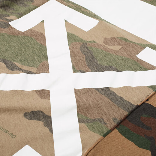 OFF WHITE men and women universal cotton camouflage splicing printed short-sleeved T-shirt OMAA056 F18185042 9901 Camouflage green S