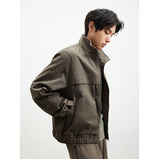 GXG Men's 25 Spring New Men's Casual Workwear Style Harrington Jacket Stand Collar Jacket Gray 175/L