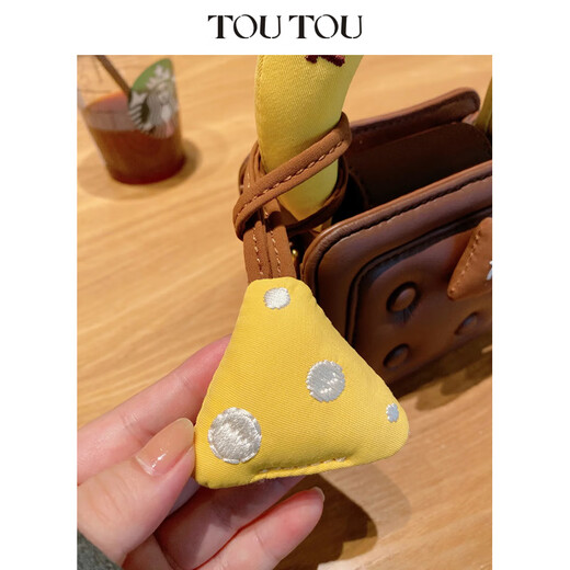 toutou焦糖华夫包可爱甜甜圈手提小方包女休闲百搭单肩斜挎包 「现货」生巧克力小号