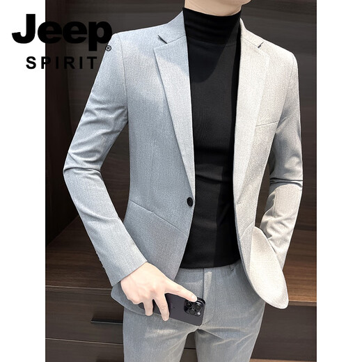 JEEP SPIRIT suit suit casual men's small suit jacket autumn and winter 2025 new business sense handsome slim Korean style casual dark gray single suit M recommended 100Jin Jin equal to within 0.5 kg