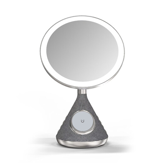 POINTUCH Makeup Mirror Magnetic Wireless Charging Bluetooth Speaker LED Smart Fill-in Light Makeup Mirror Multifunctional Desktop Makeup Mirror Internet Celebrity Creative Gift Silver