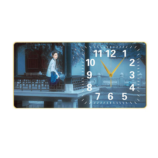 Restaurant Biyun Peinture sans cadre mur mur salon décoration peinture personnalisée maison photo horloge mural montre Crystal Porcelaine Fulu double 02 [Edge noir] 70 * 40cm 1283