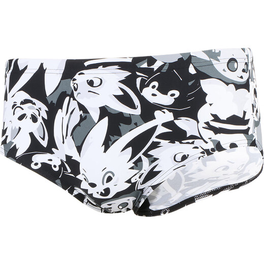 Yingfa (YINGFA) men's professional racing swim trunks men's swimsuit adult swimming training fashion swim trunks 9679 black and white print XL [Suggested waist circumference 80-85CM]

