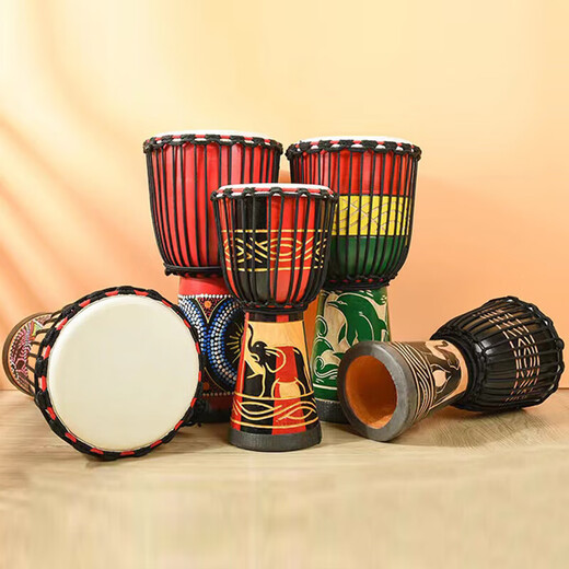 Jaek Dante African Drum Professional Performance Master Drum Lehre Percussion Instrument Alte Ziegenkinde Indonesische afrikanische Handtank Standard 12-Zoll-Rotmalerei (Big Gift Pack)