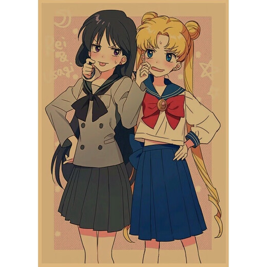 Sailor Moon cartoon poster bar cafe children's room retro kraft paper decorative wall painting mural 114 dark gray 1049 16 inches (29.7X42cm) 15