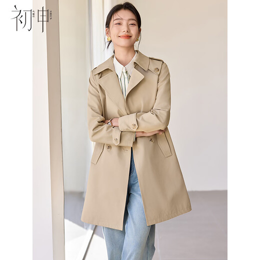 初申风衣女优雅法式中长款气质大翻领腰带显瘦通勤休闲外套S51D050