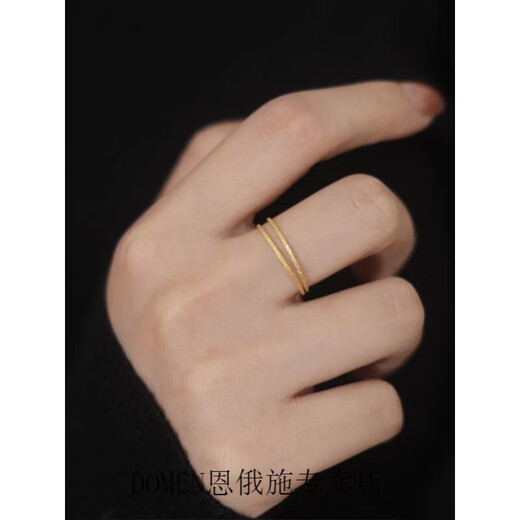 DOMEN Old Phoenix Gold Store's ultra-fine 18K gold-plated flowing sand gold sparkling ring for women, light luxury niche design, flowing sand gold - ring No. 8 (reference 115-130 Jin Jin is equal to 0.5 kg)