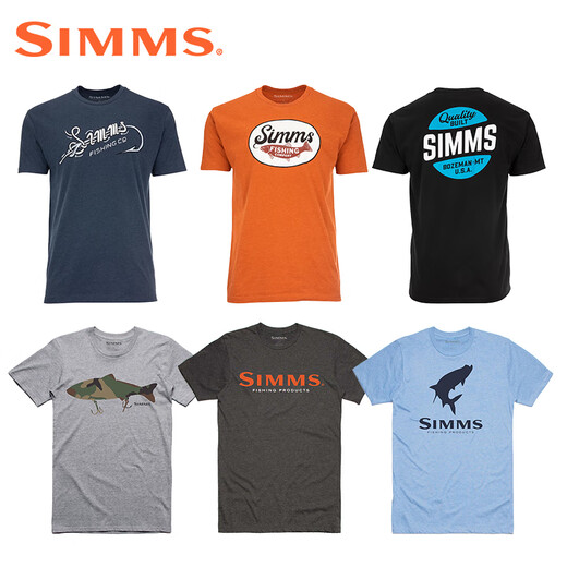 SIMMS summer round neck T-shirt short-sleeved cultural shirt Luye fishing clothes fly outdoor casual tops American 24 models 14101 Gray S (size is too big and two sizes)