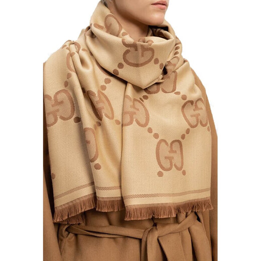 Gucci Scarf Logo imprimé Scarf de femmes en laine double face [Spot] 581537 3G200 9764