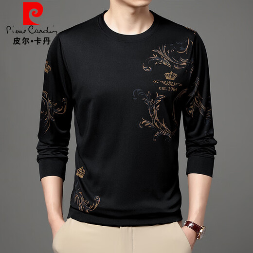 皮尔卡丹（pierre cardin）男士T恤男春秋款中青年夏季冰丝长袖t恤薄款圆领卫衣2025新款上衣 B6627上青 L 170/110/50120-135斤