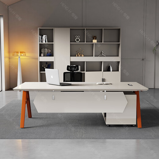 Henghan Manager Desk Best Selling Boss Desk President Desk Office Simple Modern Executive Desk Manager Desk Desk and Chair Technology Gray 1.8 Meter Supervisor Desk + Movable Side Cabinet + Headrest Chair