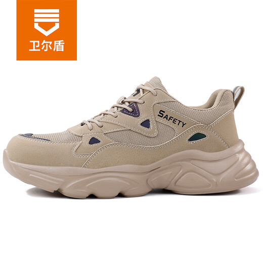Weierdun Labor Protection Shoes Men's summer steel bulb head comfortable, lightweight, breathable, anti-smash, anti-puncture and wear-resistant working function safety shoes 01 [Super light and soft sole] Fashion khaki 41