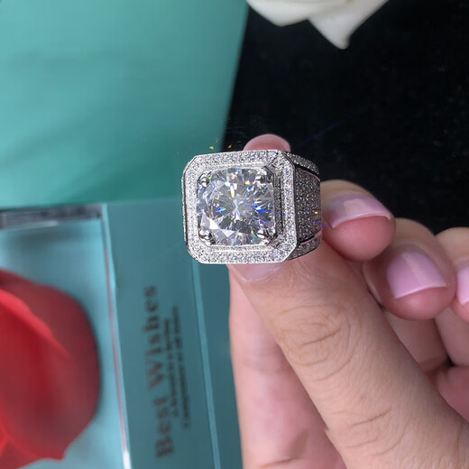 Guanpu Pavilion Fat Donglai same style men's platinum ring diamond ring large carat luxury wedding engagement moissanite loose diamond men's ring 5 carat men's size 15