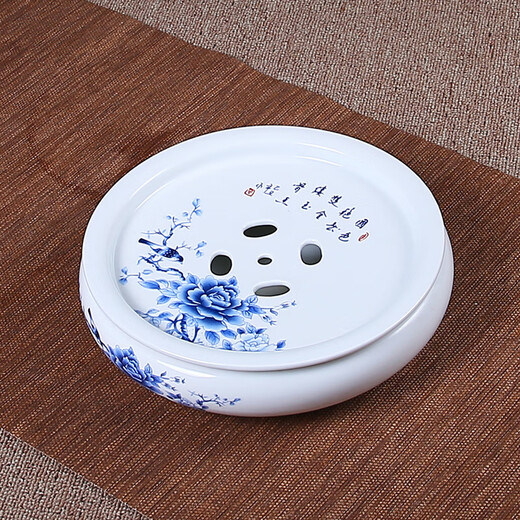 Tea Set Complete Chaoshan Kung Fu Tea Set White Porcelain Teapot Tea Cup Cover Bowl Yixing Ceramic Tea Tray 10 Inch Flower Blossom Wealth Set Free for Six Gentlemen