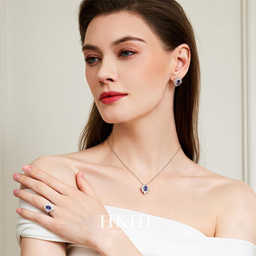 Time Bird HKHL Star Language sterling silver tanzanite sapphire necklace women's light luxury niche clavicle chain high-end birthday gift Star Language set (necklace + earrings + ring) + brand gift box