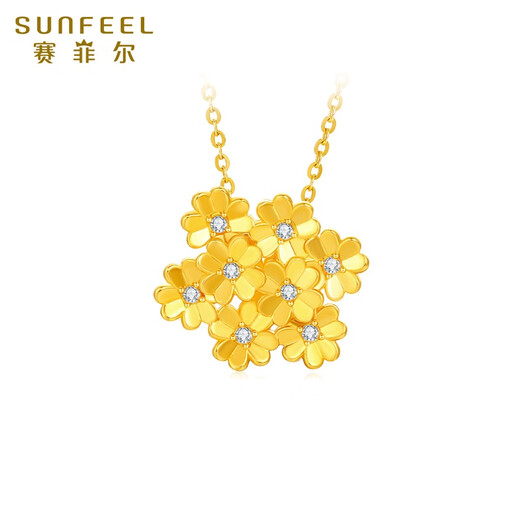 Safir birthday gift 18K gold pendant for women fashionable flower colored gold pendant for girlfriend birthday gift single pendant