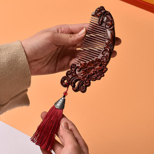 Crystal hairpin ancient style hairpin comb women's sandalwood comb gift box birthday gift for girls to give to girlfriends high-end niche practical TS470 rosewood comb + hairpin-gift box set