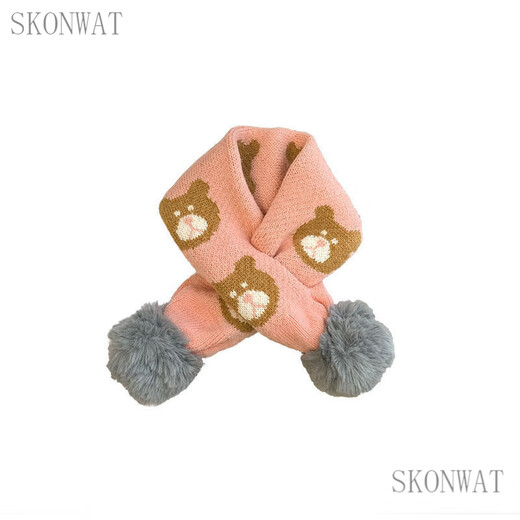 SKONWAT winter baby cute bear scarf, thickened, warm and cold-proof, men's and women's scarf, autumn and winter plush, versatile and trendy blue bear