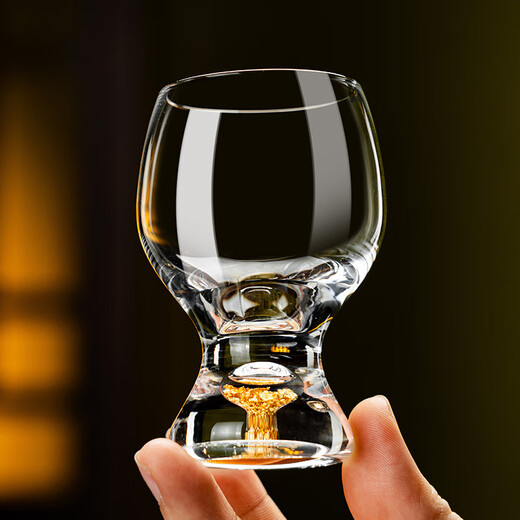 Yibojia Creative Crystal Two-Liang White Wine Glass Light Luxury High-end Home Wine Set Western Wine Beer Small Wine Cup Chinese Wine Cup Gold Foil General Cup Single-100ml
